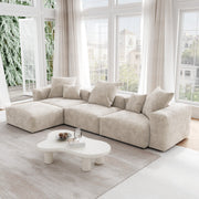 Orris Beige Corduroy 3-Seater L-Shaped Sectional Sofa - ATUNUSHOME gallery 3