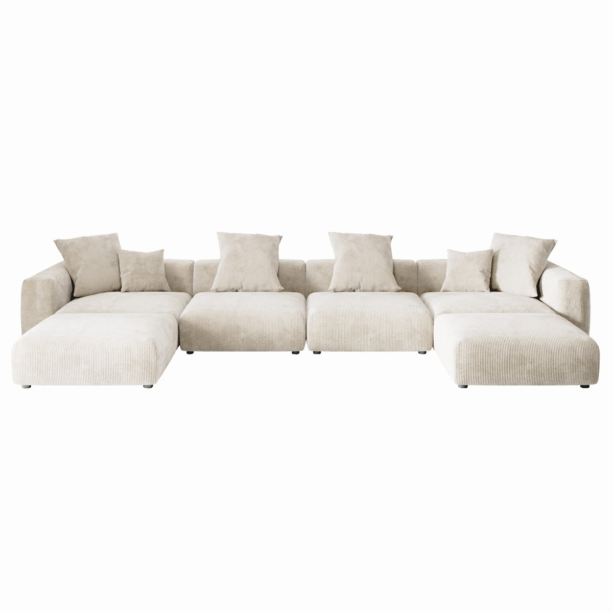 Orris Beige Corduroy 4-Seater Modular U-Shaped Sofa - ATUNUSHOME gallery 2