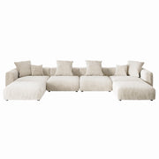 Orris Beige Corduroy 4-Seater Modular U-Shaped Sofa - ATUNUSHOME gallery 2