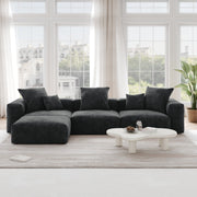 Orris Black Corduroy 3-Seater L-Shaped Sectional Sofa - ATUNUSHOME gallery 2