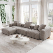 Orris Brown Corduroy 3-Seater L-Shaped Sectional Sofa - ATUNUSHOME gallery 3