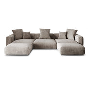 Orris Brown Corduroy 3-Seater U-Shaped Sectional Sofa - ATUNUSHOME gallery 2