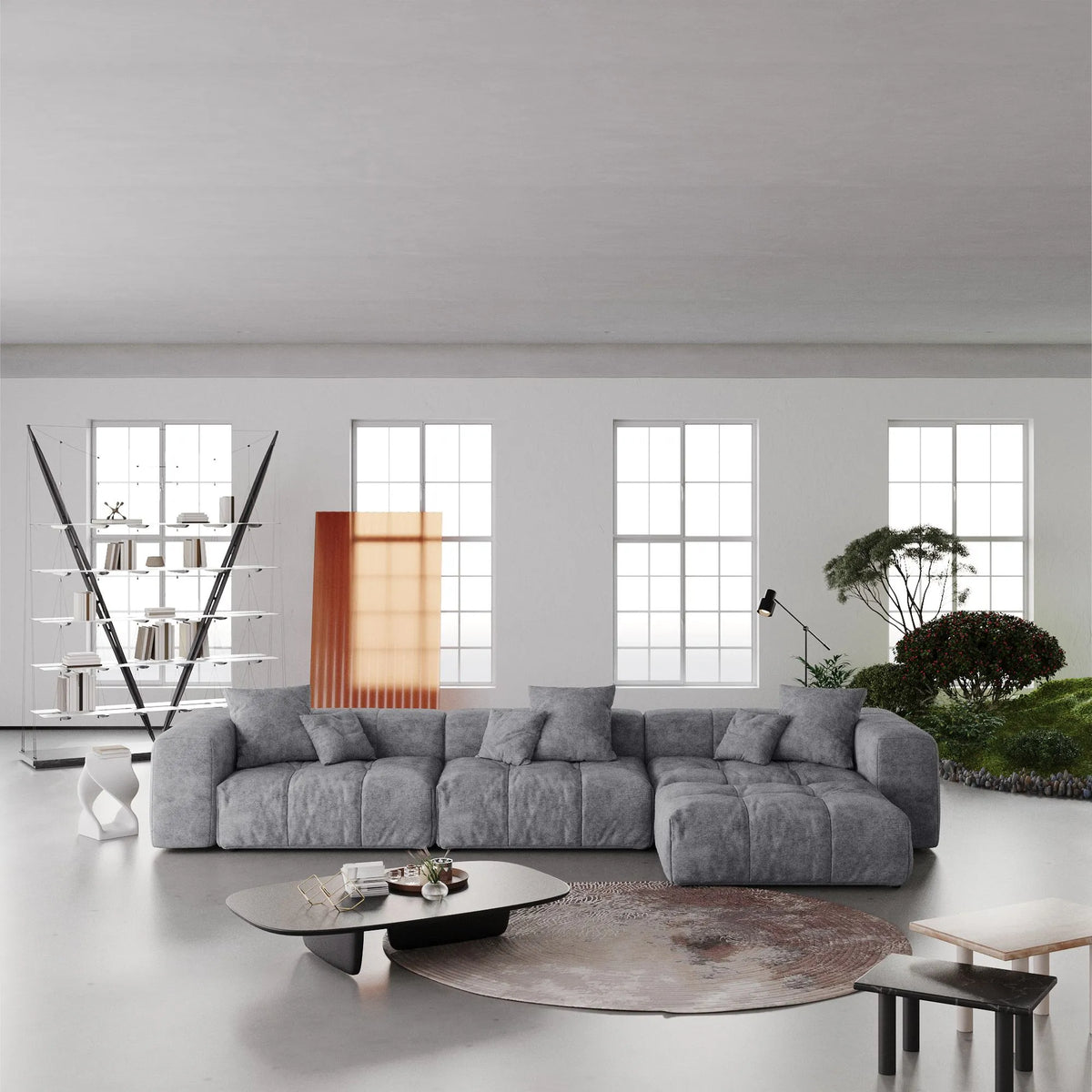 Morio Light Grey Sectional Sofa - ATUNUSHOME gallery 2
