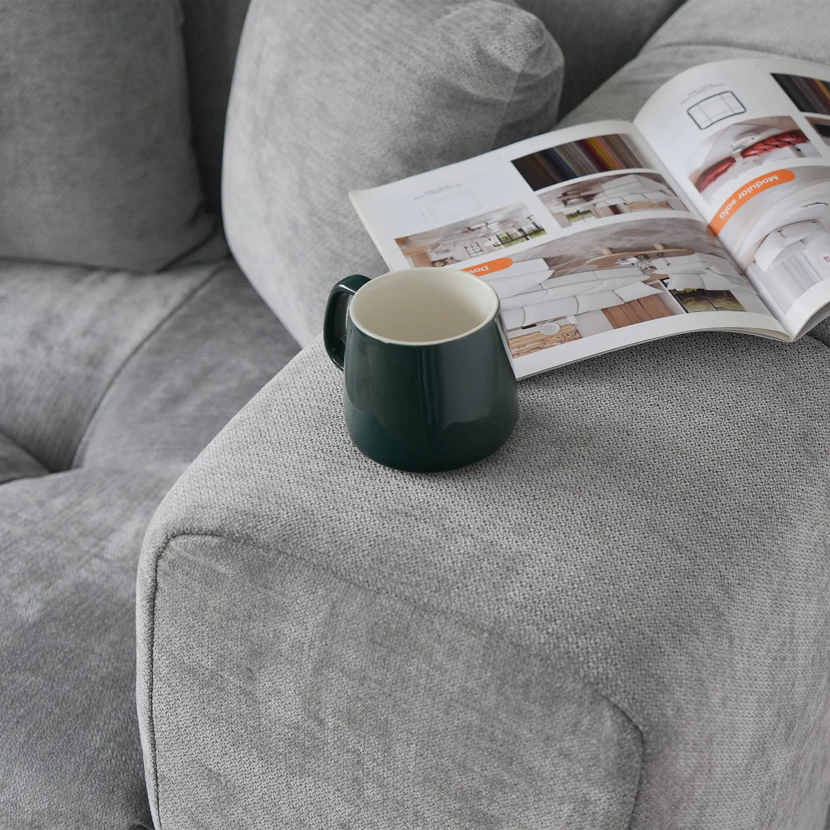 Morio Light Grey Sectional Sofa - ATUNUSHOME gallery 4