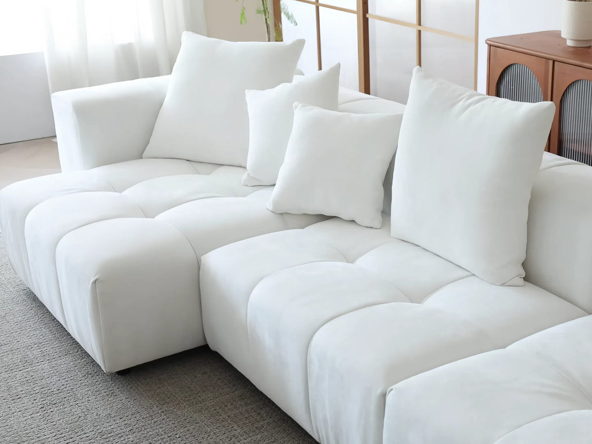 Morio L-Shaped Sectional Sofa in White - ATUNUSHOME gallery 3