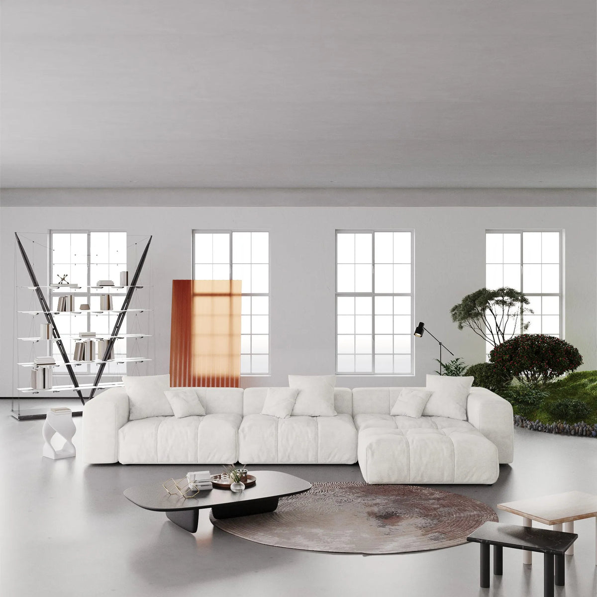 Morio L-Shaped Sectional Sofa in White - ATUNUSHOME gallery 4