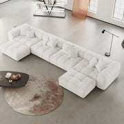 Morio White Sectional Sofa with Ottomans - ATUNUSHOME main image