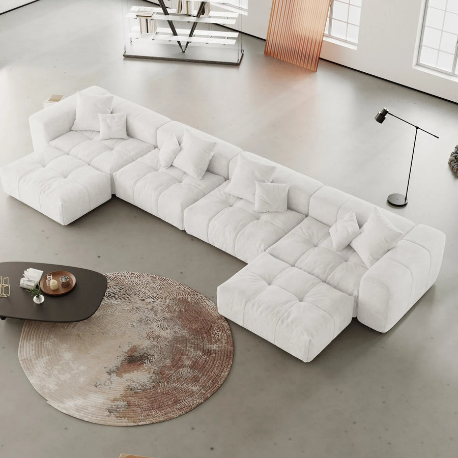 Morio White Sectional Sofa with Ottomans - ATUNUSHOME main image