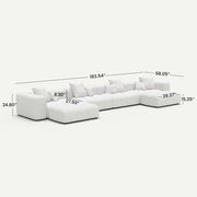Morio Modular Sofa U-Shaped Sectional White 4-Seater with 2 Ottomans - dimensions