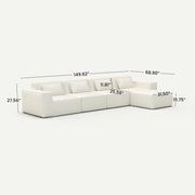 Forma Boneless Beige 4-Seater L-Shaped Sectional Sofa - dimensions