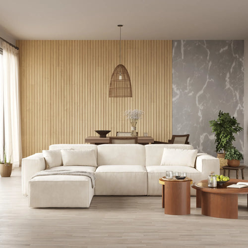 Forma Boneless Beige 3-Seater L-Shaped Sectional Sofa - ATUNUSHOME main image