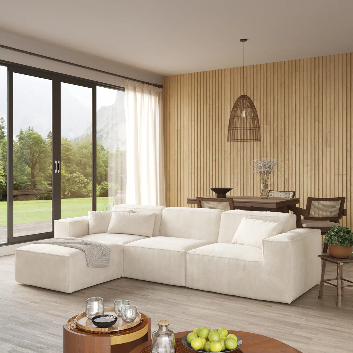 Forma Boneless Beige 3-Seater L-Shaped Sectional Sofa - ATUNUSHOME gallery 4