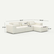 Forma Boneless Beige 3-Seater L-Shaped Sectional Sofa - dimensions