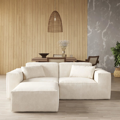 Forma Boneless Beige 2-Seater Chaise Sectional Sofa - ATUNUSHOME main image