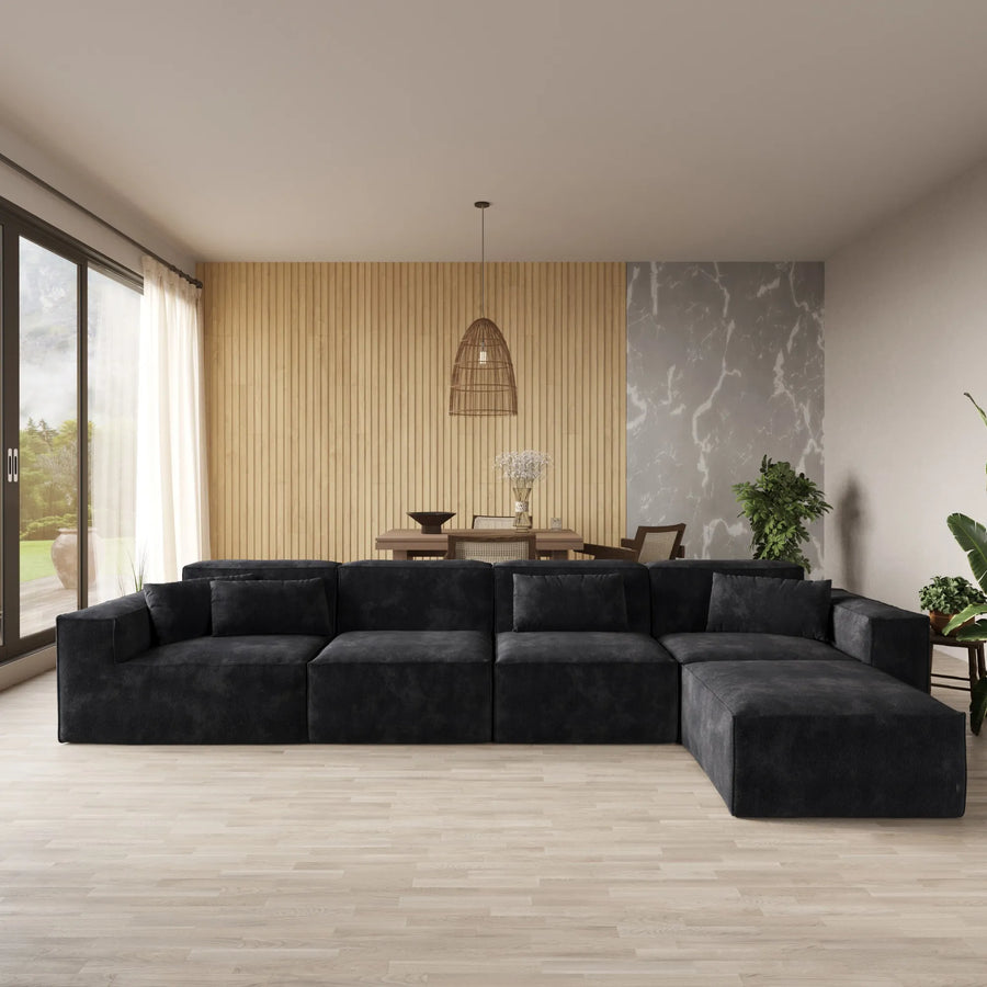 Forma Boneless Black 4-Seater L-Shaped Sectional Sofa - ATUNUSHOME main image