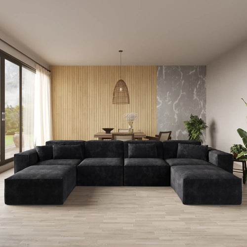 Forma Boneless Black 4-Seater U-Shaped Sectional Sofa - ATUNUSHOME main image