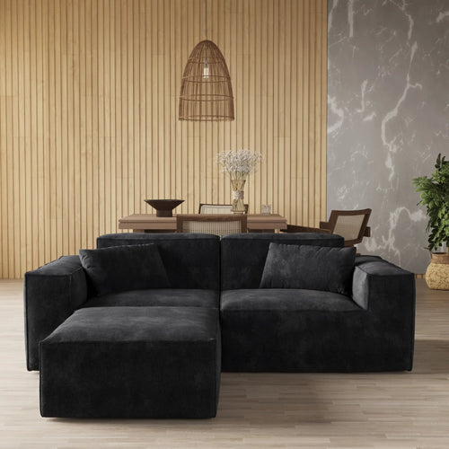 Forma Boneless Black 2-Seater Chaise Sectional Sofa - ATUNUSHOME main image