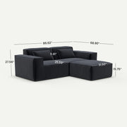 Forma Boneless Black 2-Seater Chaise Sectional Sofa - dimensions