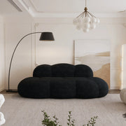 Aeris Black Teddy Velvet Deep 3-Seater Boneless Sofa - ATUNUSHOME main image