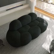 Aeris Black Teddy Velvet Deep 3-Seater Boneless Sofa - ATUNUSHOME gallery 2