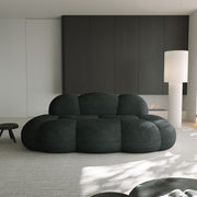 Aeris Black Teddy Velvet Deep 3-Seater Boneless Sofa - ATUNUSHOME gallery 4