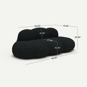 Aeris Black Teddy Velvet Deep 3-Seater Boneless Sofa - dimensions