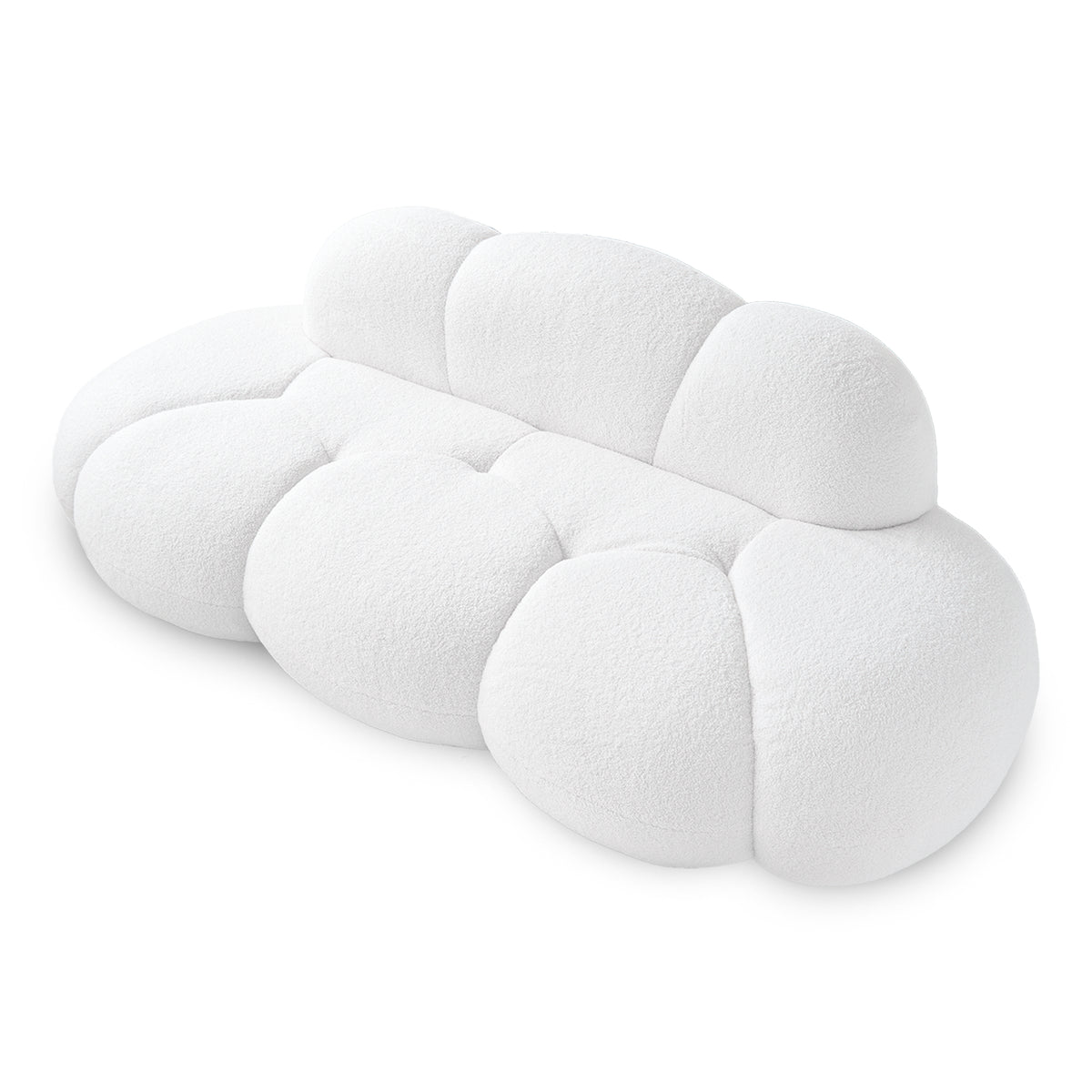 Aeris White Teddy Velvet Deep 3-Seater Boneless Sofa - ATUNUSHOME gallery 2
