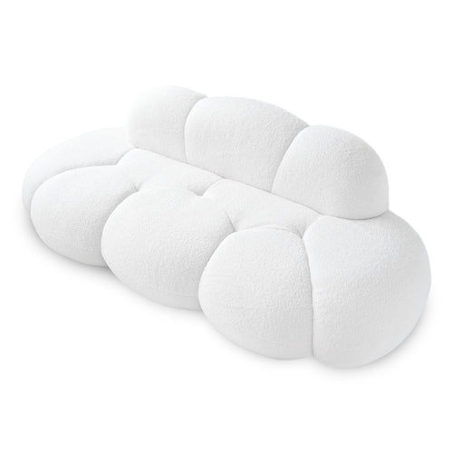 Aeris White Teddy Velvet Deep 3-Seater Boneless Sofa - ATUNUSHOME gallery 2