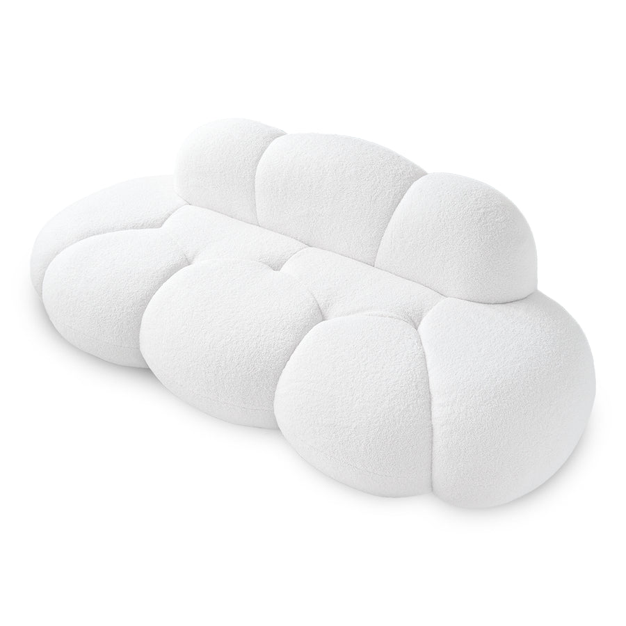 Aeris White Teddy Velvet Deep 3-Seater Boneless Sofa - ATUNUSHOME gallery 2