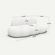 Aeris White Teddy Velvet Deep 3-Seater Boneless Sofa - dimensions