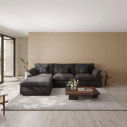 Velluno Cloud Black 3-Seater L-Shaped Sectional Sofa - ATUNUSHOME main image