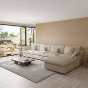 Velluno Cloud Khaki Large 4-Seater L-Shaped Sectional Sofa - ATUNUSHOME main image