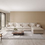 Velluno Cloud Khaki Large 4-Seater L-Shaped Sectional Sofa - ATUNUSHOME gallery 2
