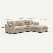 Velluno Cloud Khaki L-Shaped Sectional Sofa - dimensions