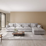 Velluno Cloud Light Grey Large 4-Seater L-Shaped Sectional Sofa - ATUNUSHOME main image