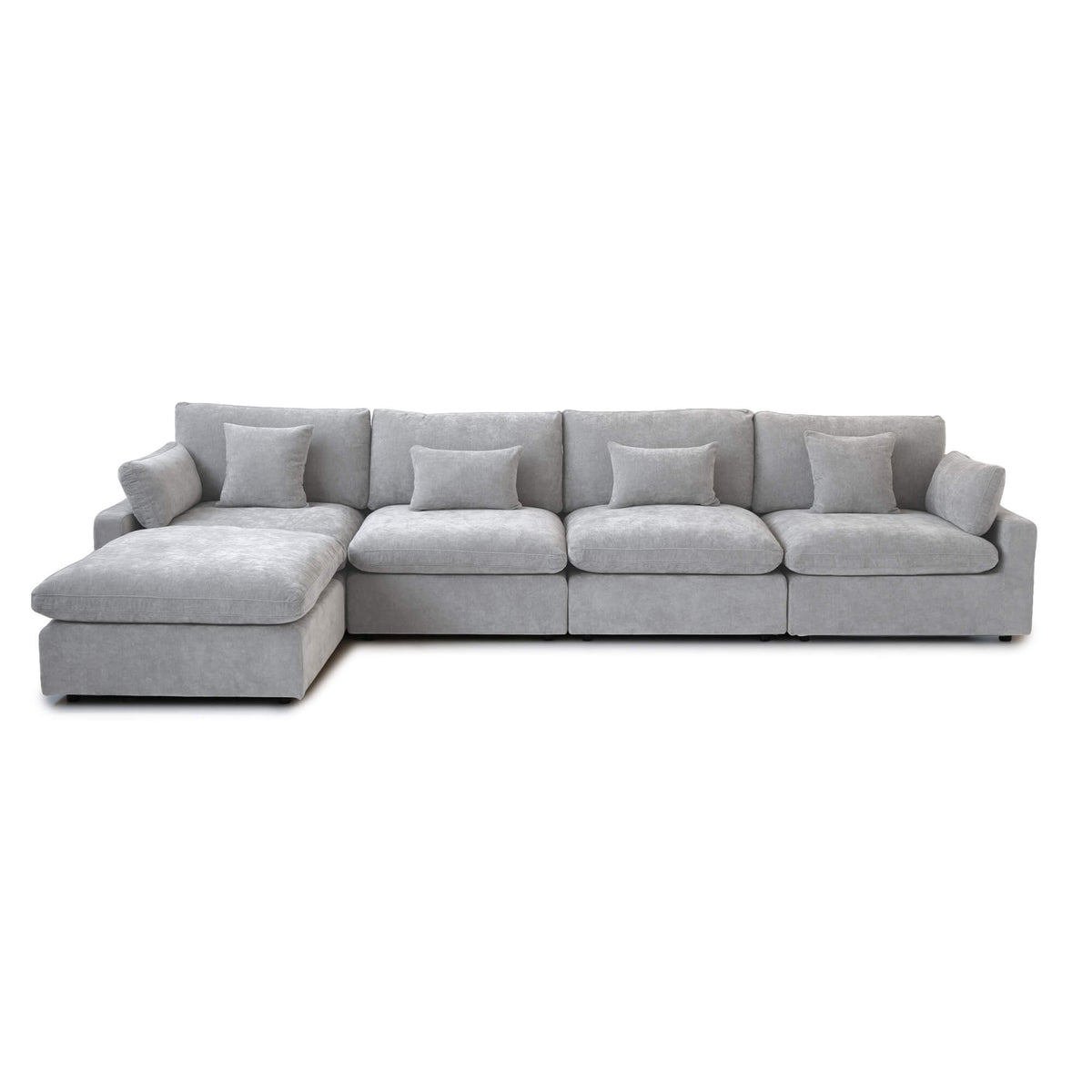 Velluno Cloud Light Grey Large 4-Seater L-Shaped Sectional Sofa - ATUNUSHOME gallery 2