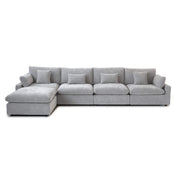 Velluno Cloud Light Grey Large 4-Seater L-Shaped Sectional Sofa - ATUNUSHOME gallery 2