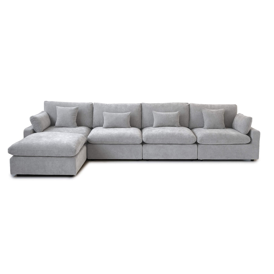 Velluno Cloud Light Grey Large 4-Seater L-Shaped Sectional Sofa - ATUNUSHOME gallery 2