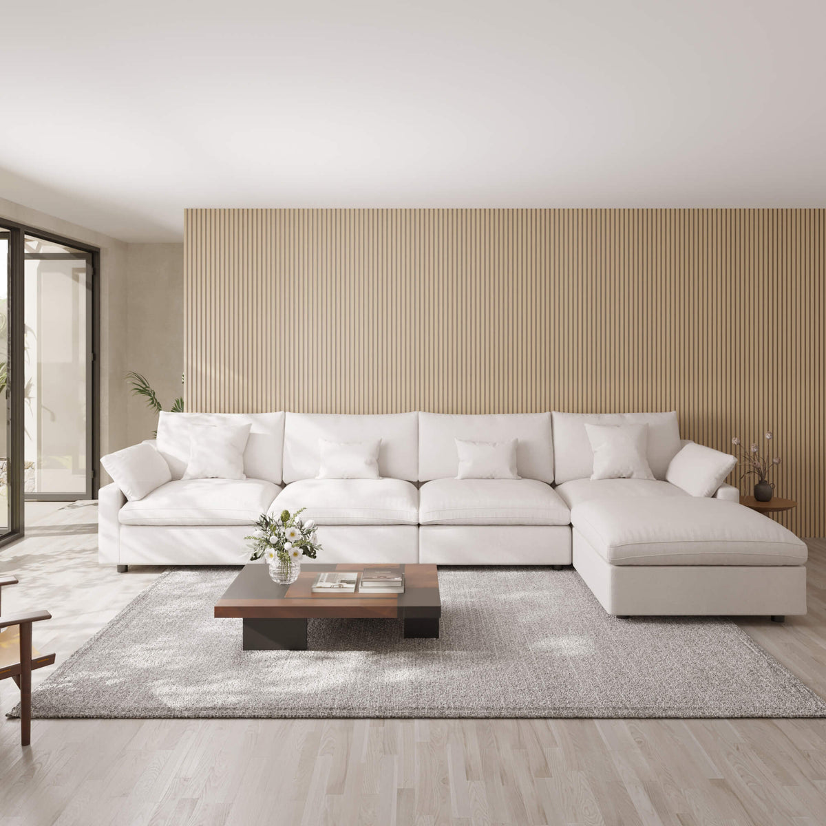 Velluno Cloud White Large 4-Seater L-Shaped Sectional Sofa - ATUNUSHOME main image