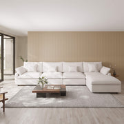 Velluno Cloud White Large 4-Seater L-Shaped Sectional Sofa - ATUNUSHOME main image