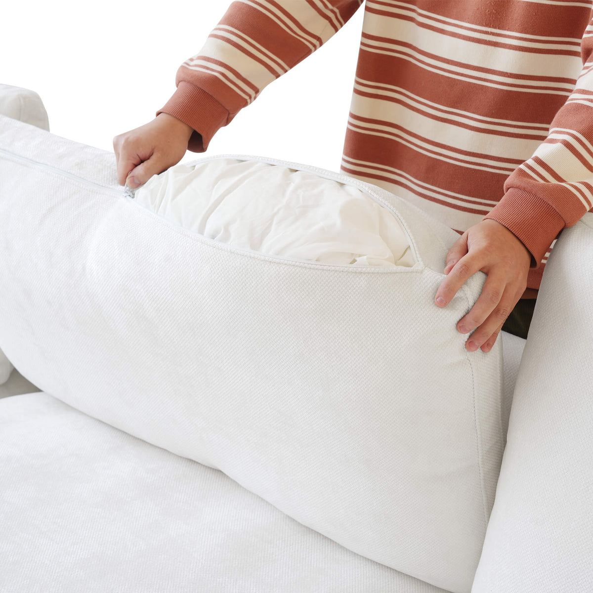 Velluno Cloud White Large 4-Seater L-Shaped Sectional Sofa - ATUNUSHOME gallery 4