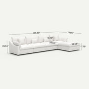 Velluno Cloud White Large 4-Seater L-Shaped Sectional Sofa - dimensions