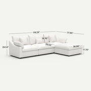 Velluno Cloud White 3-Seater L-Shaped Sectional Sofa - dimensions