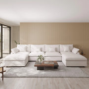Velluno Cloud White Large 4-Seater U-Shaped Sectional Sofa with 2 Ottomans - ATUNUSHOME main image