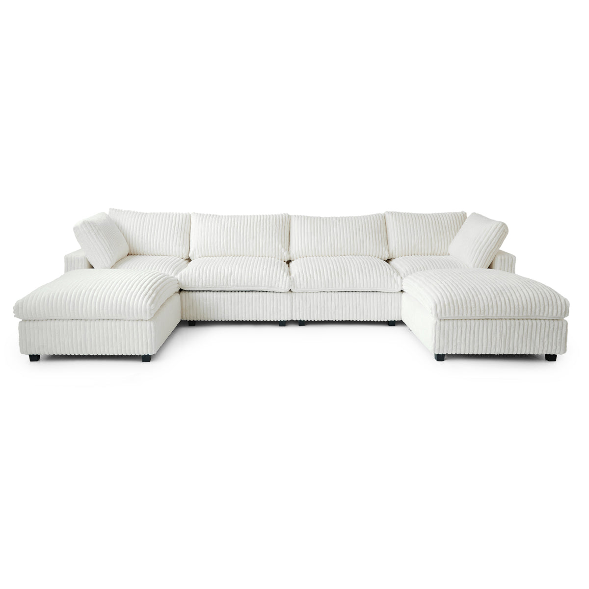 Toby Cloudrest Beige Plush 4-Seater U-Shaped Sectional Sofa - ATUNUSHOME gallery 2