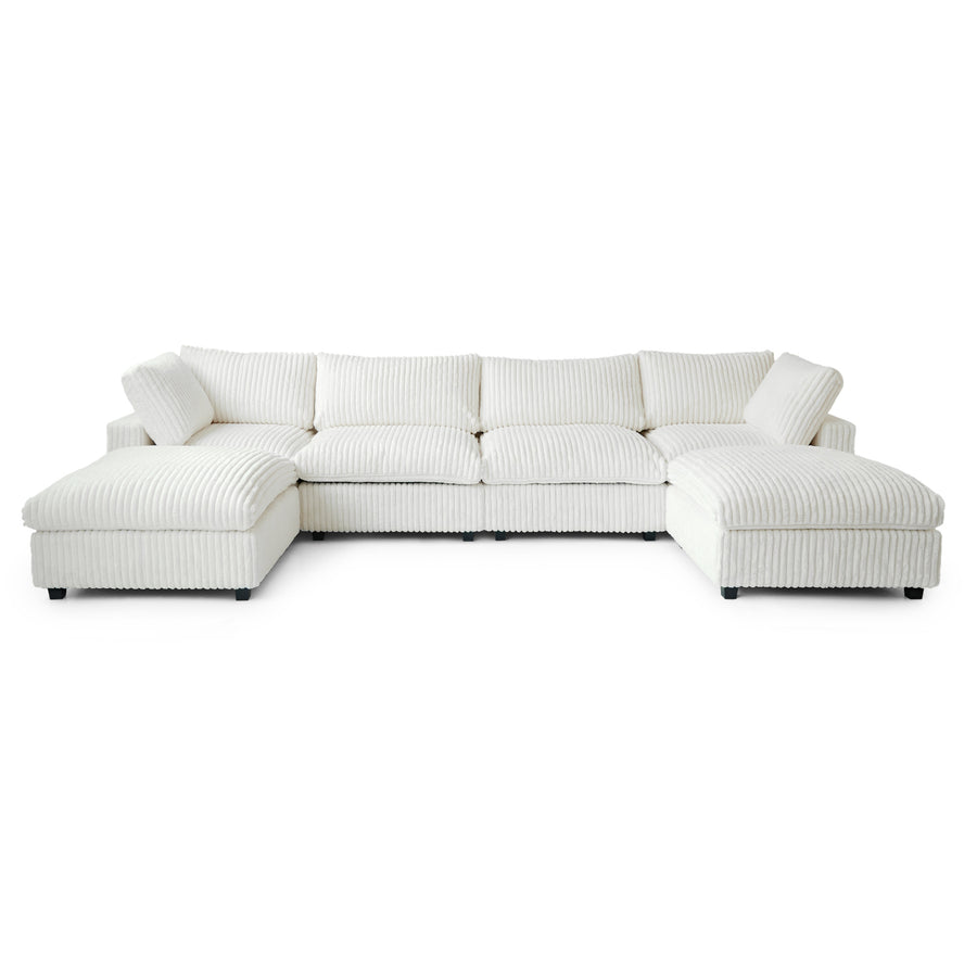 Toby Cloudrest Beige Plush 4-Seater U-Shaped Sectional Sofa - ATUNUSHOME gallery 2