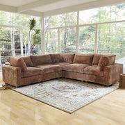 Toby Cloudrest Beige Plush 5-Seater V-Shaped Modular Sectional - ATUNUSHOME gallery 3