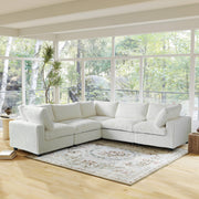 Toby Cloudrest Beige Plush 5-Seater V-Shaped Modular Sectional - ATUNUSHOME gallery 4