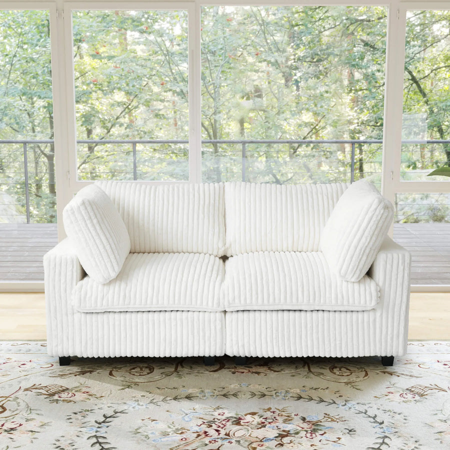 Toby Cloudrest Beige Plush 2-Seater Loveseat - ATUNUSHOME main image