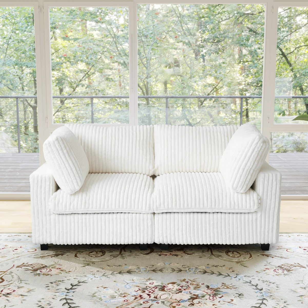 Toby Cloudrest Beige Plush 2-Seater Loveseat - ATUNUSHOME gallery 2